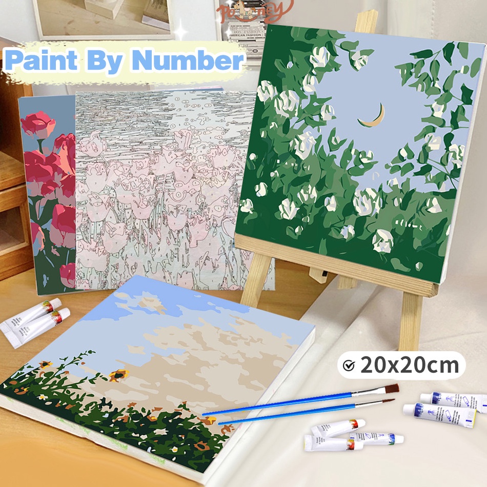 

Spesial Khusus Poney Paint by number kit 2x2cm Diy painting kit Kanvas painting with frame siap lukis