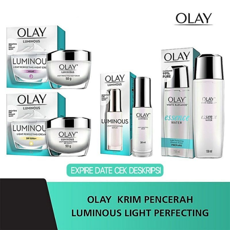 Olay White Radiance Light Perfecting Day Cream Spf 24 - Night Cream - 50 Gram - Essense 30ml - Lumin