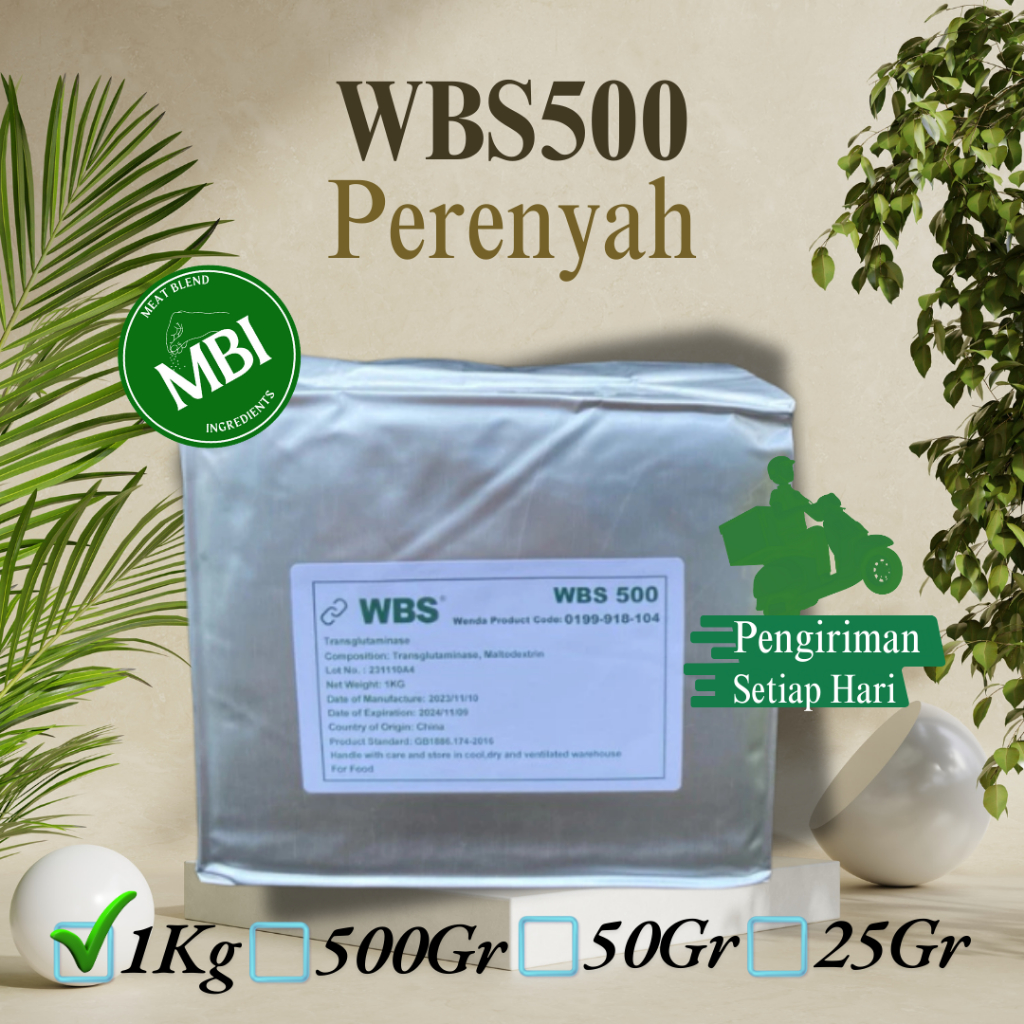 

Enzim WBS 500 | Perenyah bakso | Penyakrek | Membuat tekstur kress bakso, sosis, nugget (25gram)
