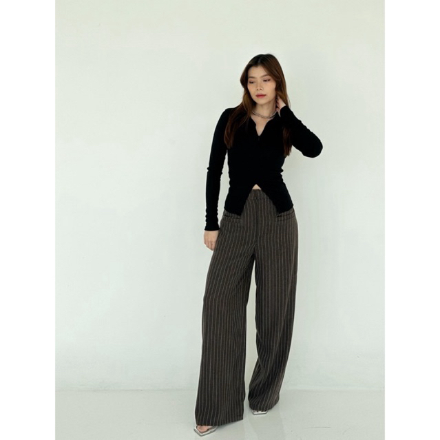 Celana Kulot Motif Stripe - Celana Kulot Wanita Korean Style