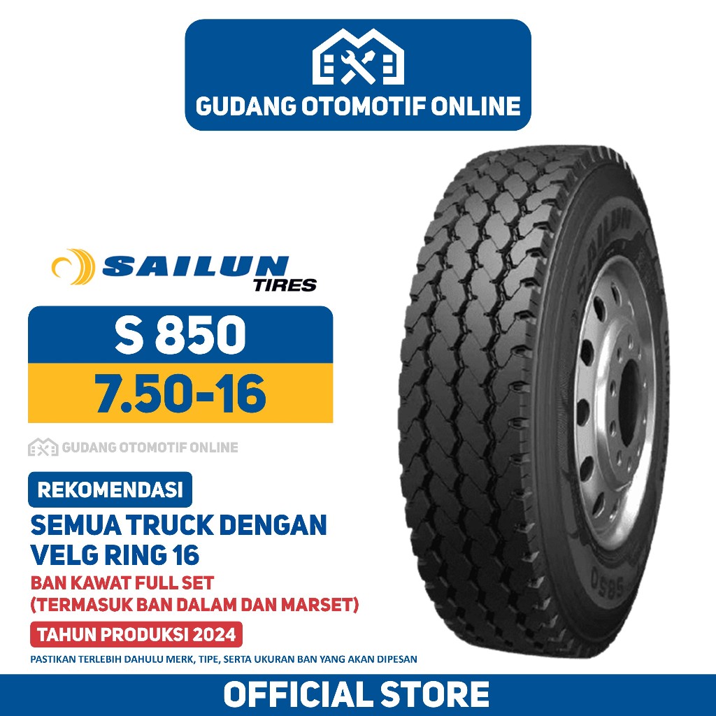 Ban Truk Sailun S850 750 R16 16 Truck Colt Diesel Canter Ragasa 7.50 R16
