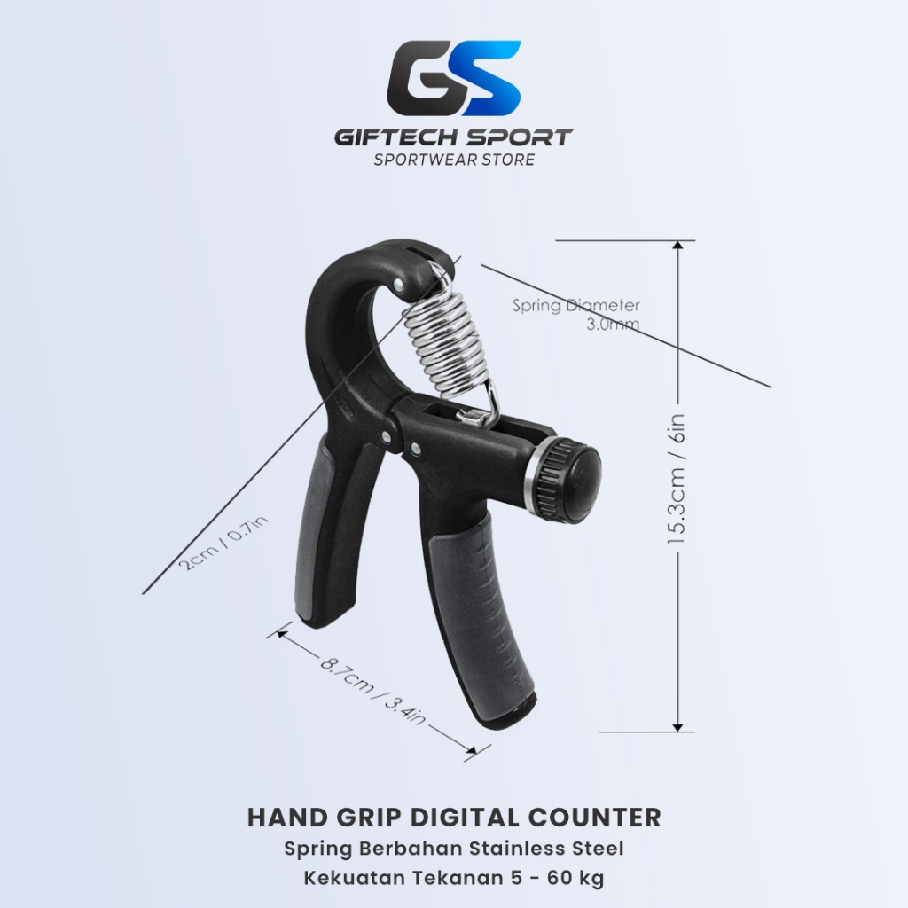 RB Handgrip Digital Counter Hand Grip Olahraga Dilengkapi Hitung Otomatis Penguat Tangan Adjustable