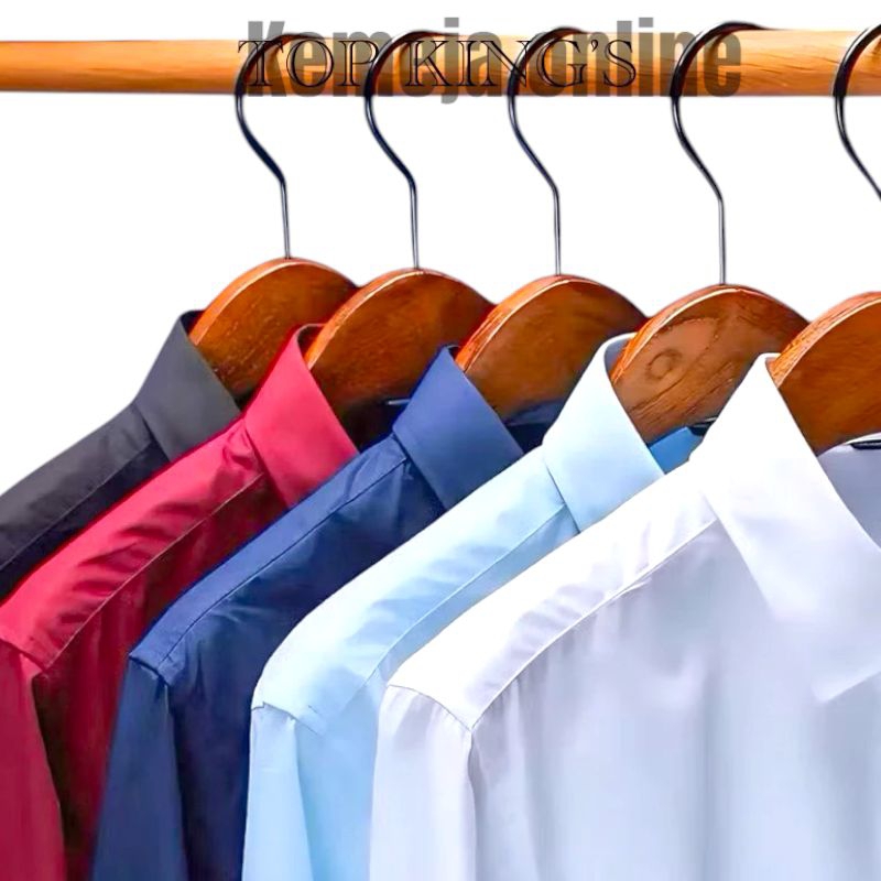 Hem Slim Fit Baju Cowok Distro Kemeja Pria Polos Lengan Pendek Hitam Putih