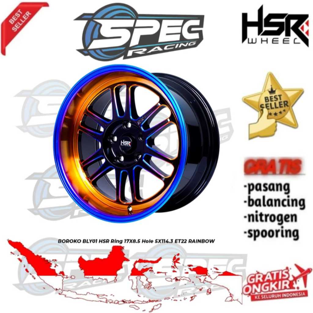 Velg Mobil Ring 17 HSR BOROKO BLY01 Rainbow Pelek R17 Innova Reborn Zenix Venturer HRV Civic Crv Juk