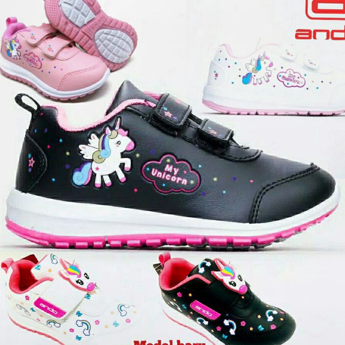 PROMO BRAND Sepatu sekolah anak perempuan cantik ando unicorn PAUD TK SD