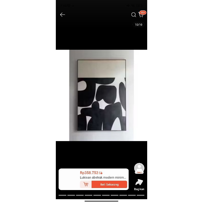 Lukisan costom ukuran 40cm  x 60cm sudah dgn bingkai