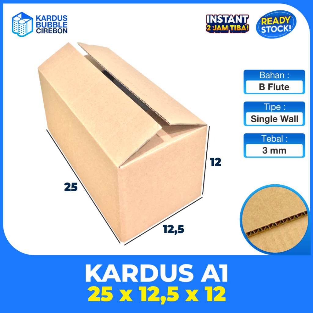 

Kardus Polos / Karton Box Packing 25x12.5x12 Single Wall, Tebal 3 mm