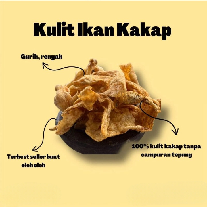 

Kerupuk Kulit Ikan Kakap Gurih Renyah Kemasan 100gram Asli