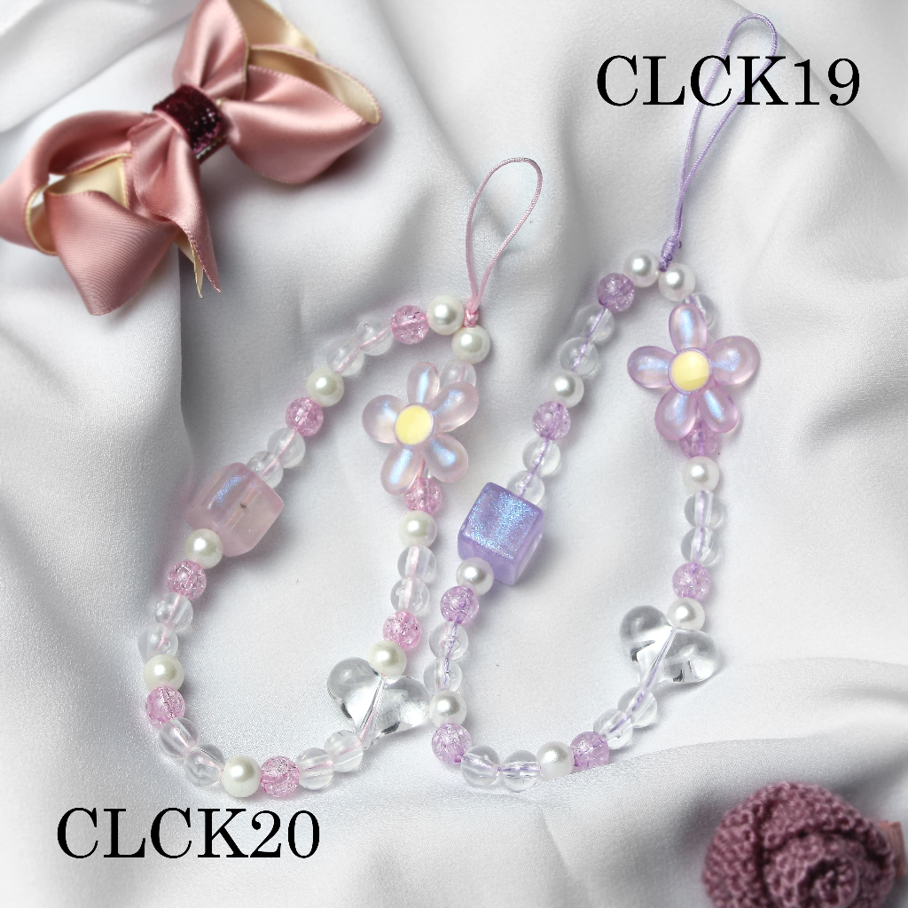 Gantungan Tali Handphone Lucu Fashion Strap Handphone Android HP iPhone Warna Pink Transparan Ungu B