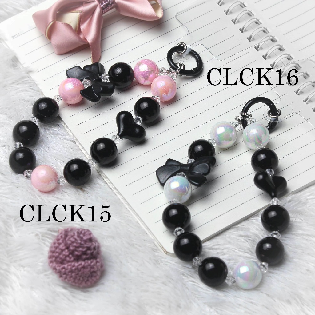 Gantungan Tali Handphone Lucu Fashion Strap Handphone Android HP iPhone Warna Black Pink White Black