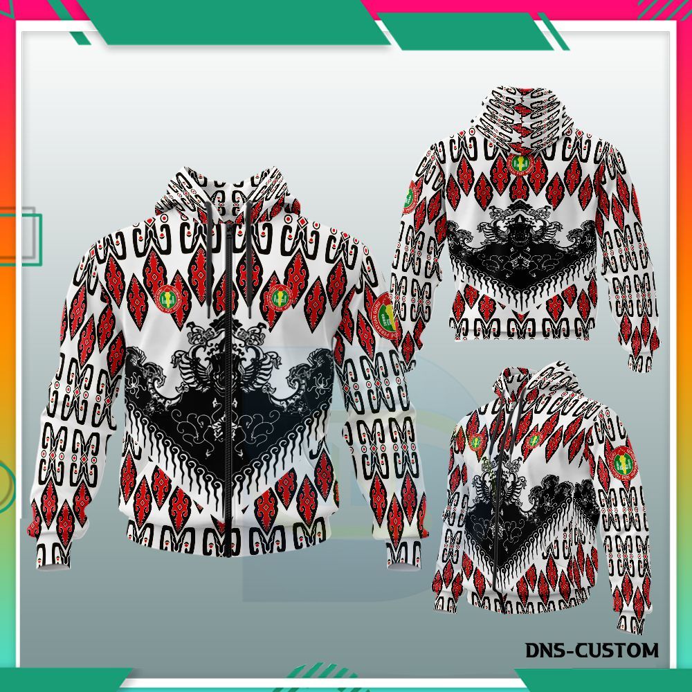 Jaket Hoodie PGRI Guru Pria Custom - Jaket Batik Guru Full Print