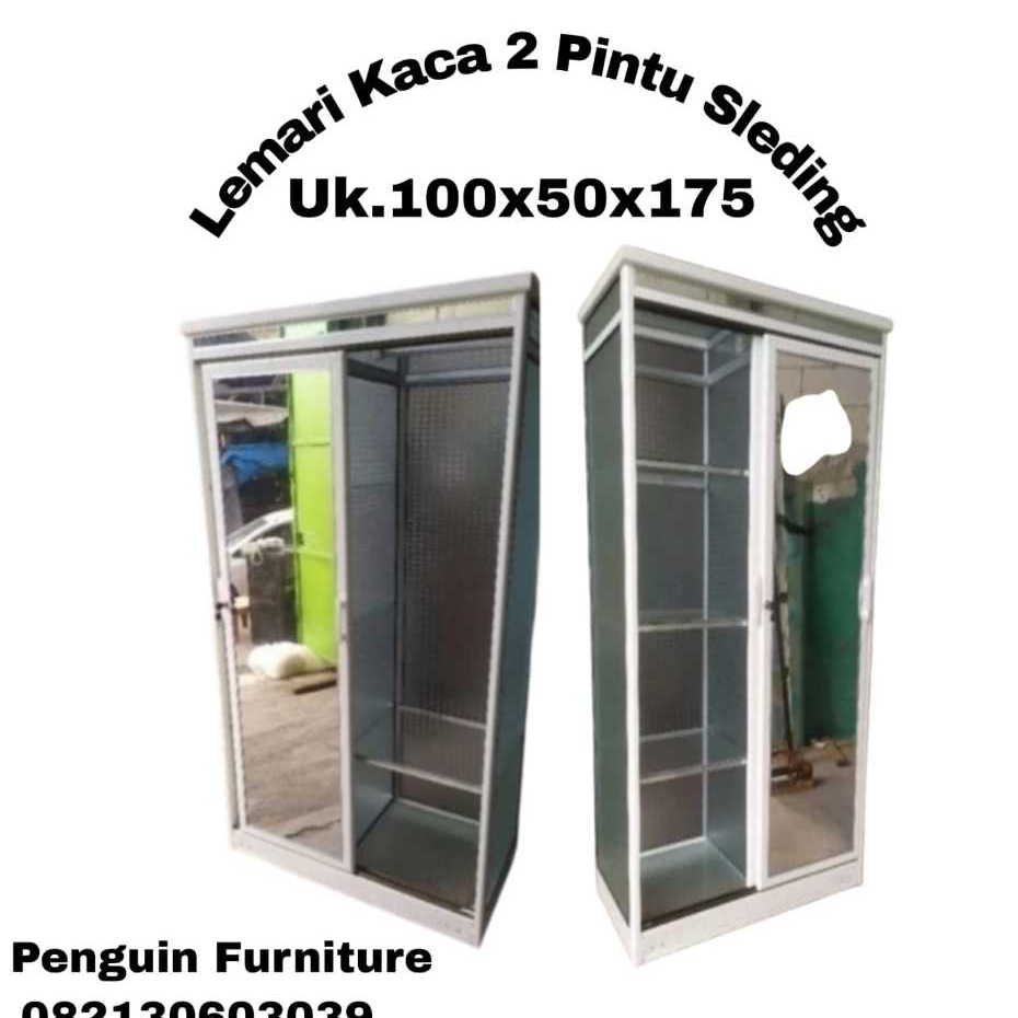 100X50X175/Lemari pakaian hijab/lemari gamis sliding/lemari pakaian sliding 2pintu alumunium/only ja