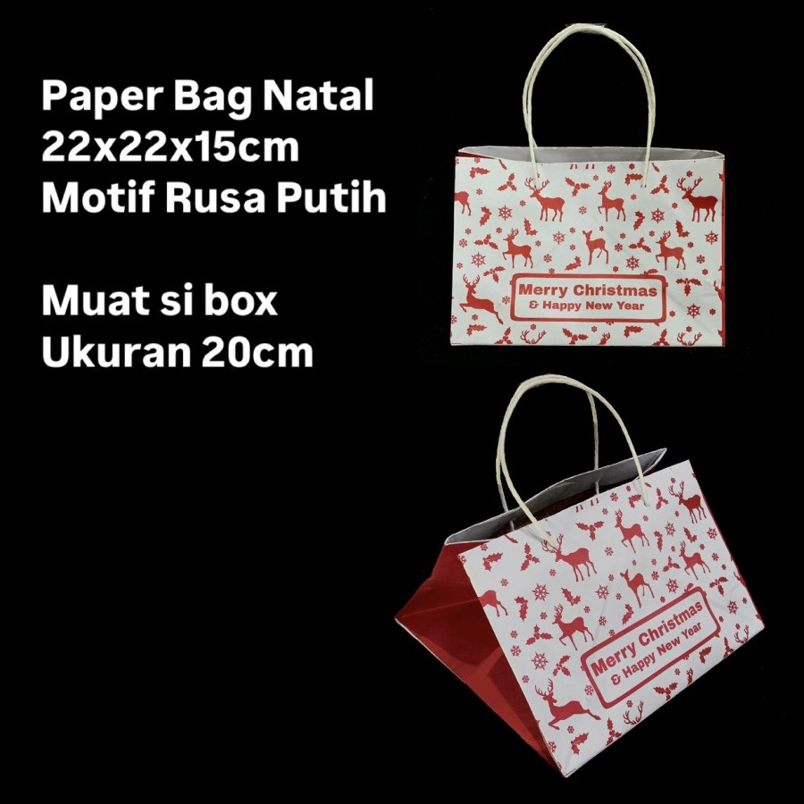 

(10pcs) Paperbag Natal Motif Rusa Goodiebag Kemasan SOuvenir Snack Kuker Xmas Sizew 22x22x15cm