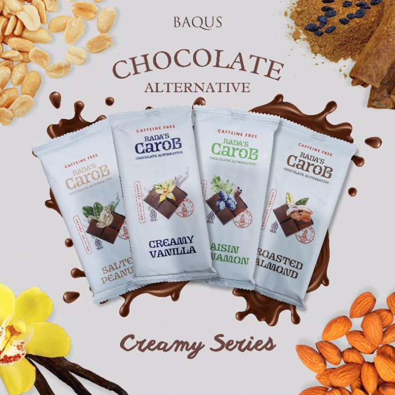 

Rada's Carob - Creamy Series 50gr | Coklat Sehat | Caffeine Free | Gluten Free | Vegan | Chocolate Alternative