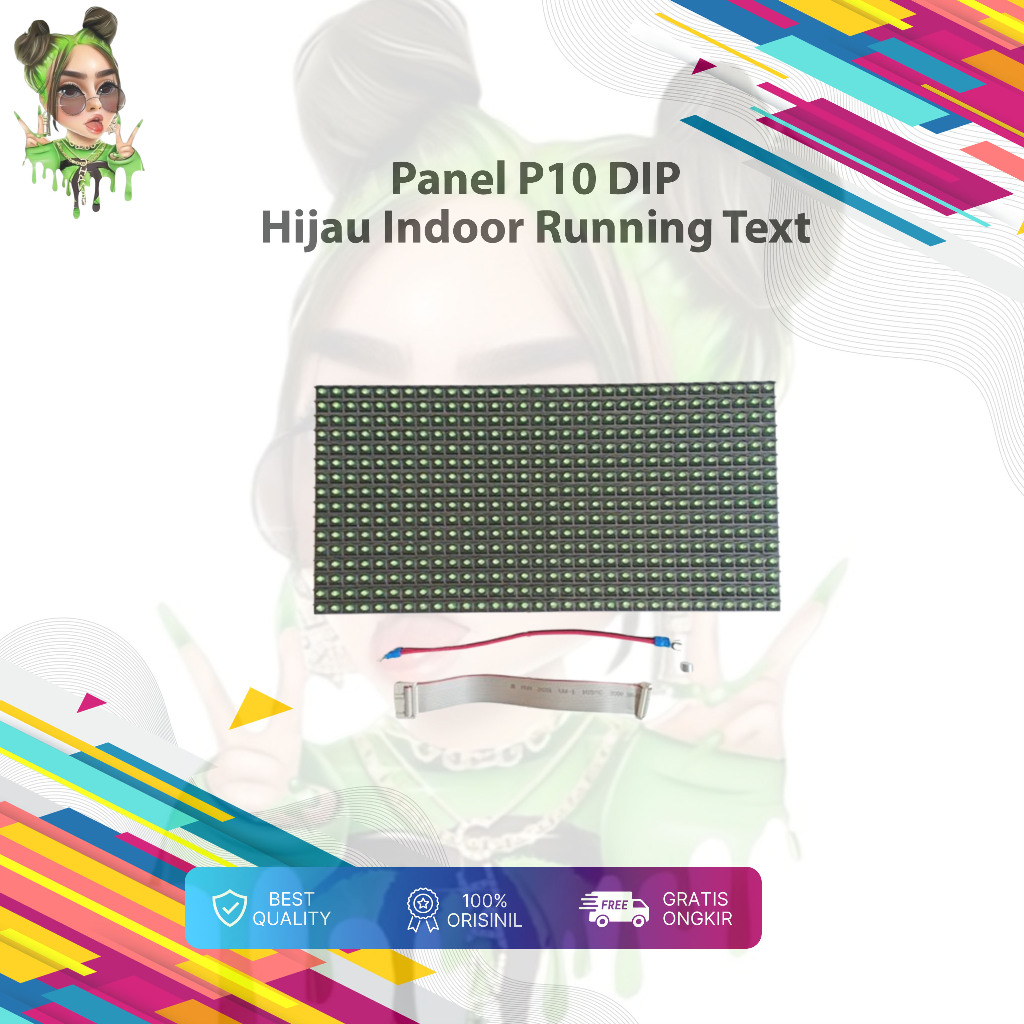 Panel Module Modul LED P10 Running Text DIP Hijau Green Indoor