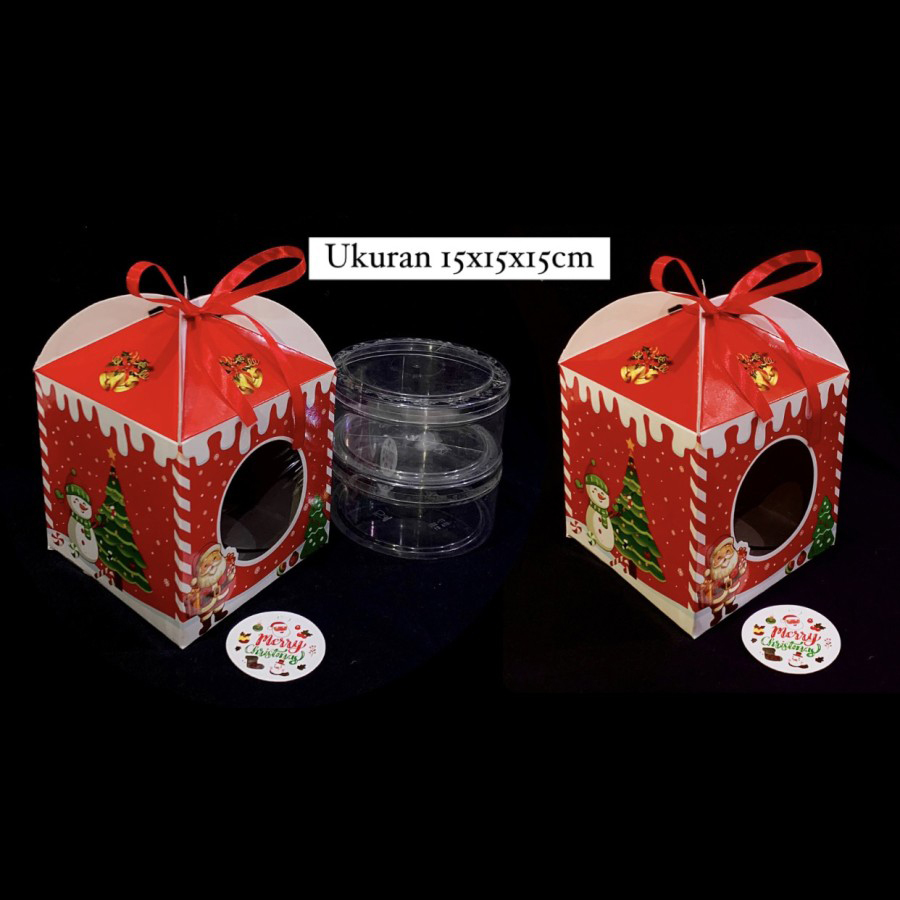 

5 pcs Kardus Santa Snowman Box Kemasan 2 Toples Kuker 500gr Hampers Christmas