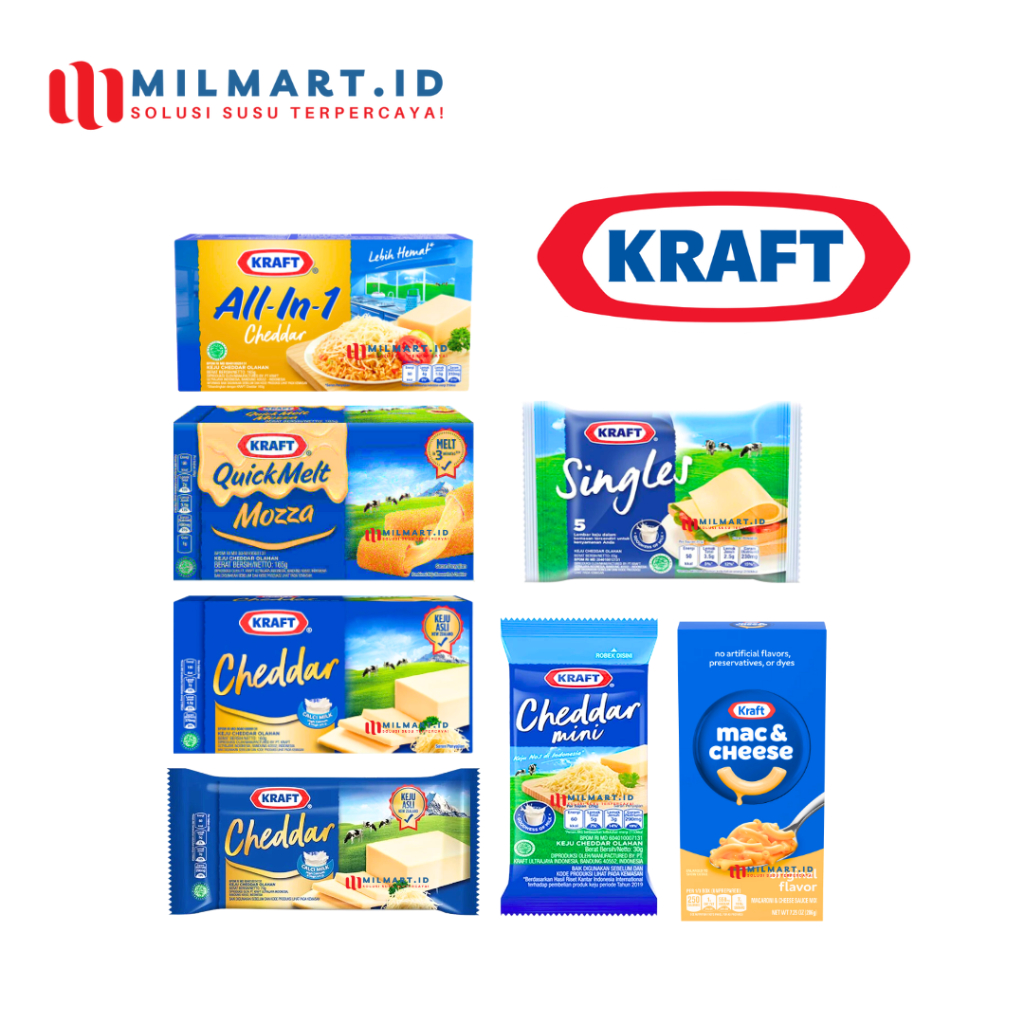 

KRAFT CHEDDAR SLICE CHEESE KEJU ALL-IN-1 QUICK MELT MOZA MACARONI MAC&CHEESE