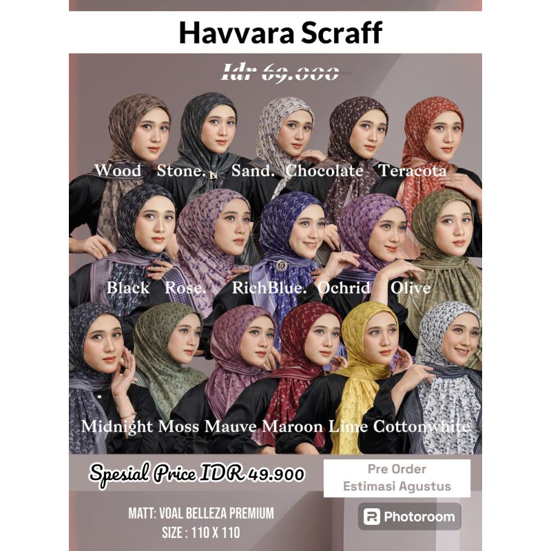 Havvara Scaft by Nadheera Luxury | Hijab Segiempat | Hijab Motif