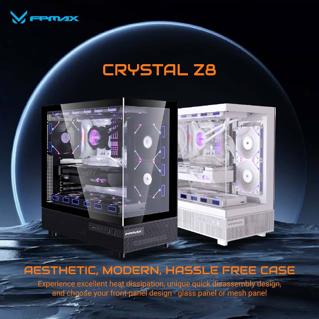 CASE FPMAX Crystal Z8 White ATX mATX ITX Casing