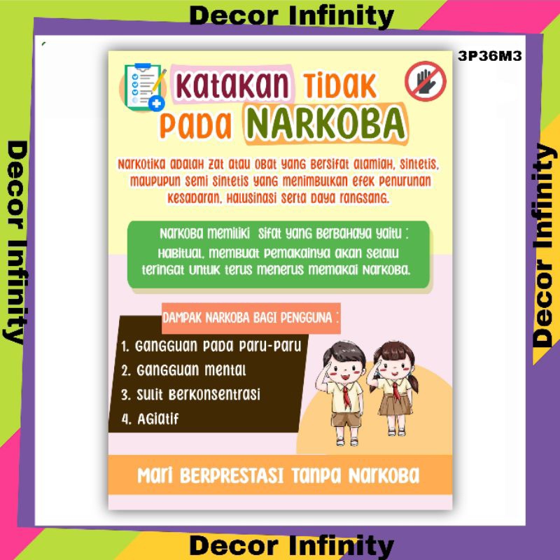 Poster dinding KATAKAN TIDAK PADA NARKOBA poster dinding sekolah edukasi belajar siswa