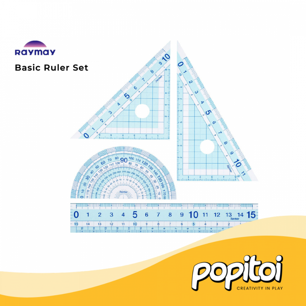 

Raymay Basic Ruler Set Straight Grid 15 18 30 cm Triangle Protractor Busur Penggaris Segitiga Japan