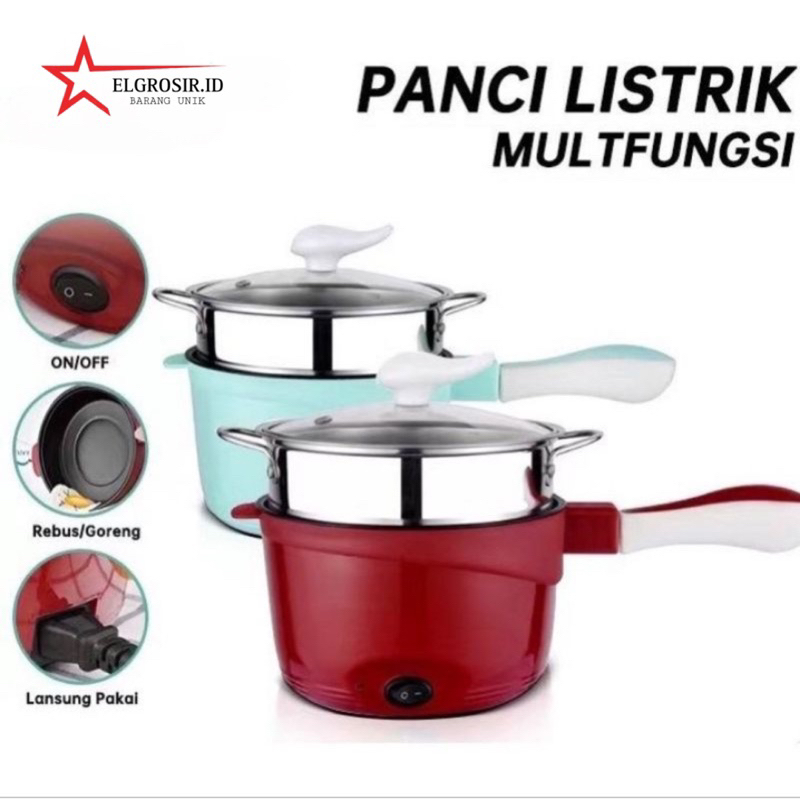 Panci Elektrik Multifungsi 18CM / Panci Listrik Lapisan Kerami 3 in 1