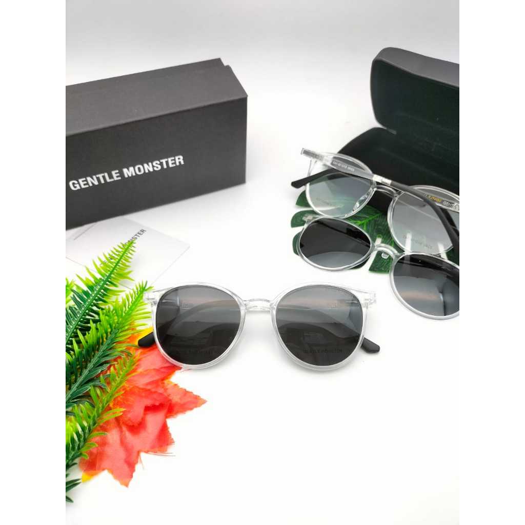 BEST SELLER NEW KACAMATA GM 2240 FRAME CLEAR WHITE LENSA HITAM CLIP ON POLARIZED