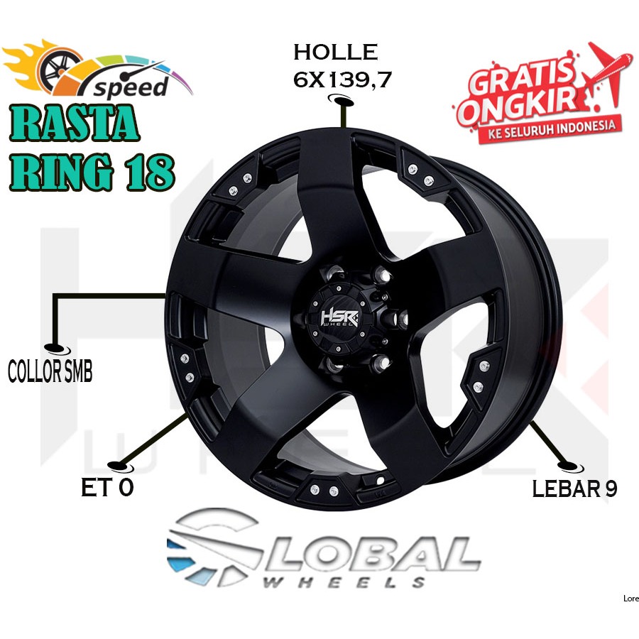 Velg Mobil Semi Offroad Ring 18 HSR Rasta Buat Pajero Fortuner Hilux Triton Everest