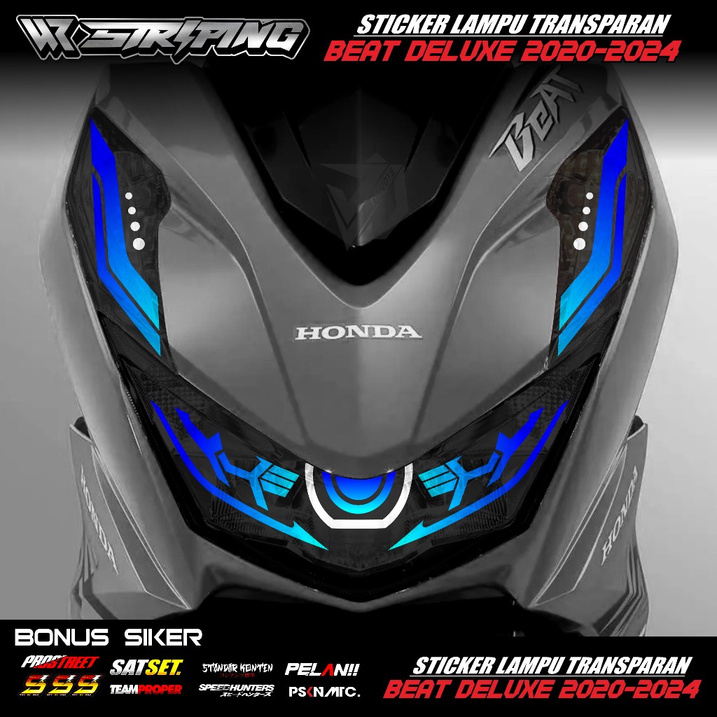 Sticker Lampu Motor Beat New 2020 2021 2022 2023 -Sticker Alis Depan Lampu Beat Deluxe New WR 01