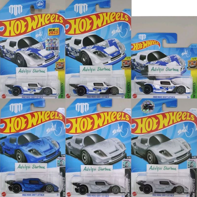 hotwheels hot wheels mad mike drift attack akta factory sealed hw exotics toyo tires short card hw m