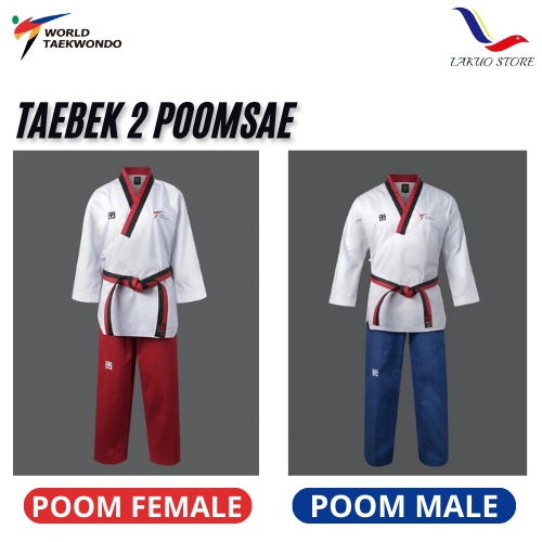 TAEBEK 2 POOMSAE UNIFORM POOM MALE - FEMALE / DOBOK POOMSAE MOOTO TAEBEK 2 ORIGINAL / DOBOK MOOTO PO