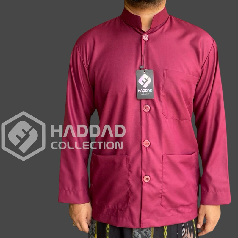 Baju koko haibah EL haddad merah maron kain toyobo