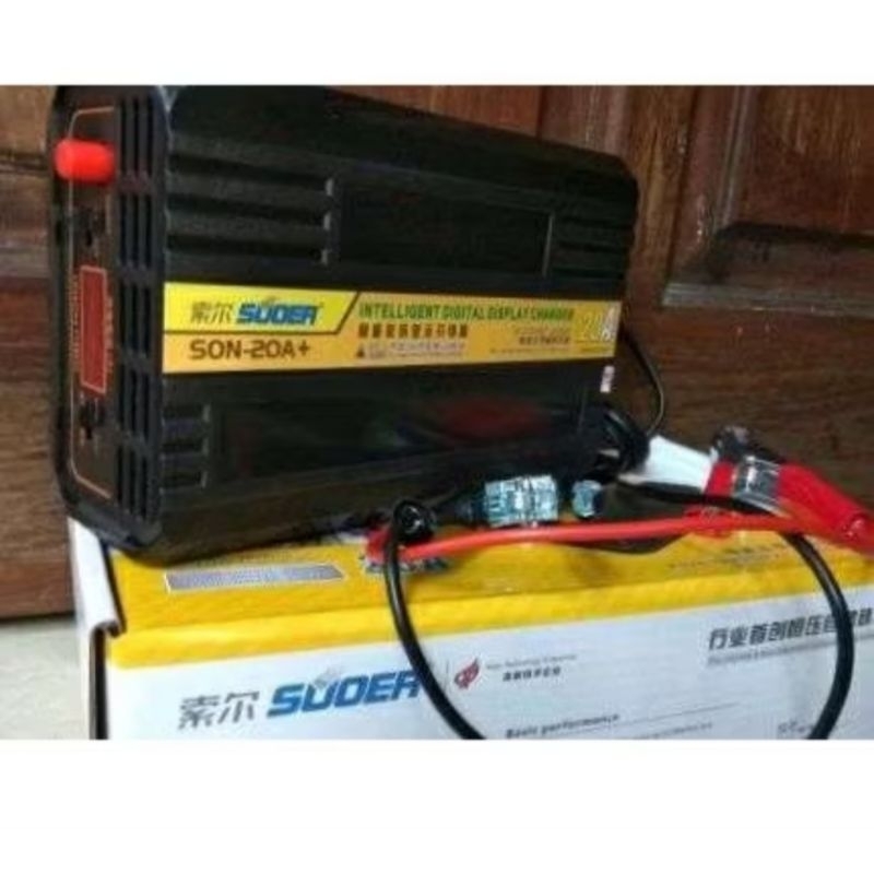 cas aki accu 12v 24v 20ampere SUOER otomatis digital