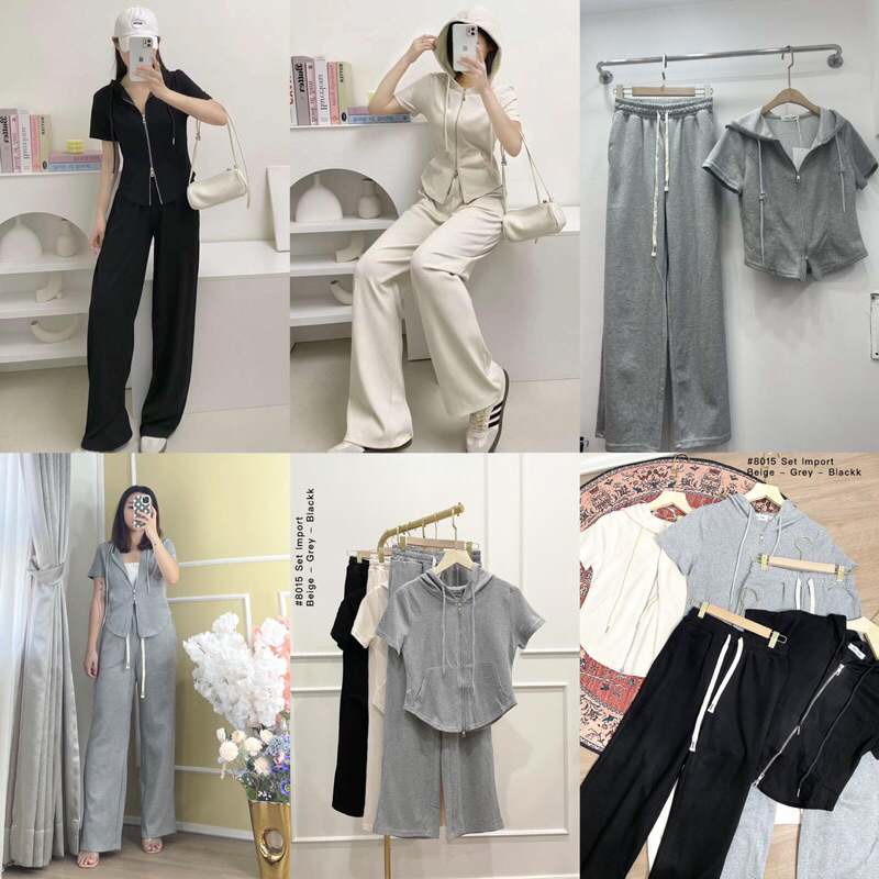 IMP #88015 (REAL PIC) (BISA COD) Casual Set Zipper Hoodie Premium / SETELAN ZIPPER HOODIE WANITA / O