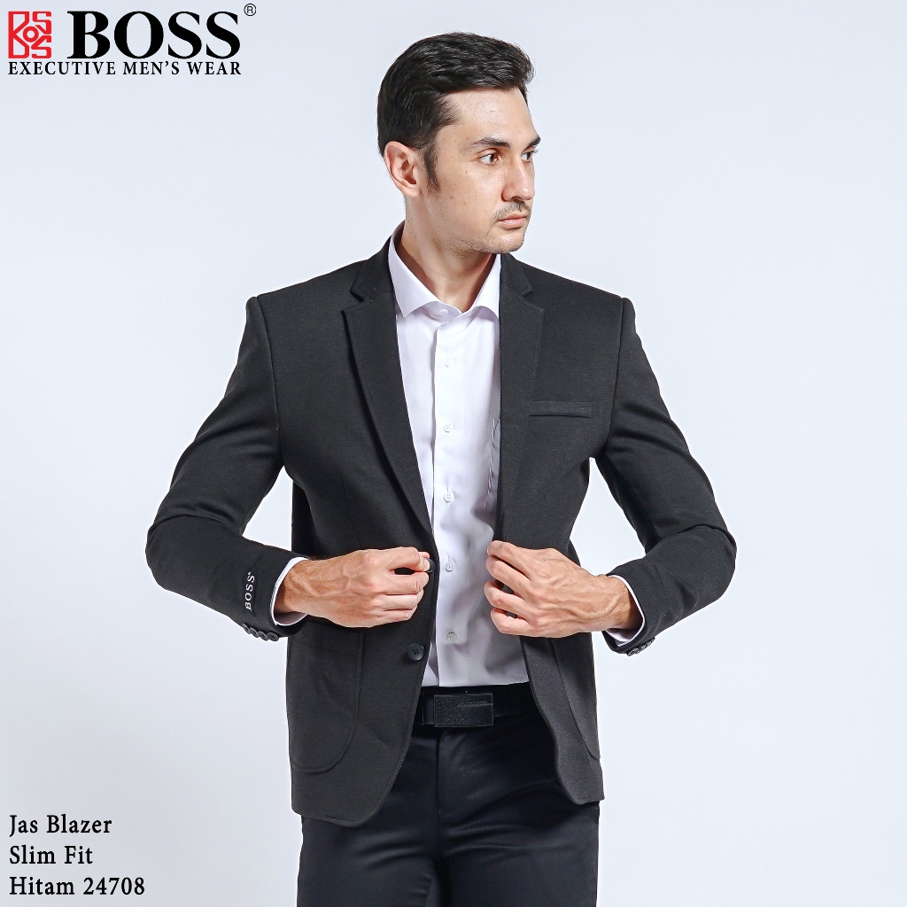 BOSS Jas Blazer Casual Slim Fit Hitam Black 24708