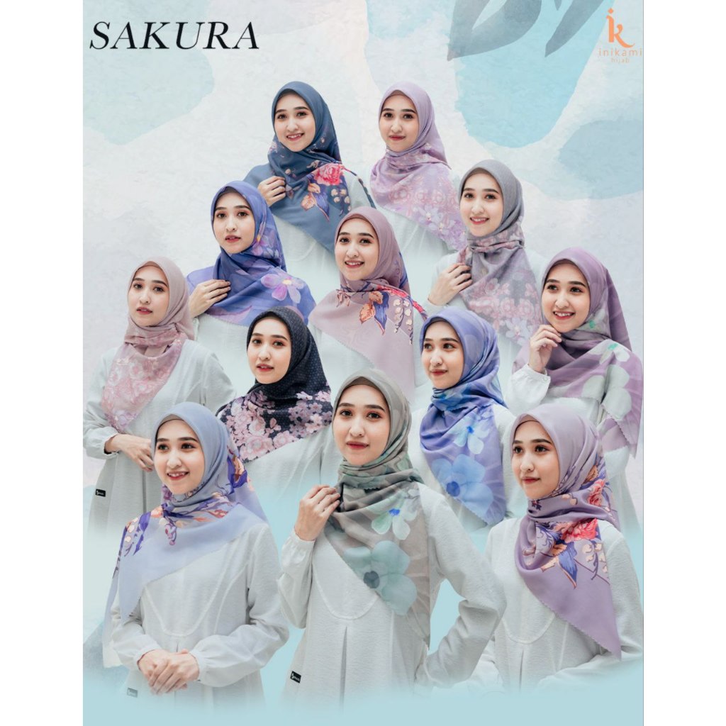 INIKAMI HIJAB SEGI EMPAT MOTIF SAKURA VOAL/HIJAB MOTIF/HIJAB DAILY/HIJAB MOTIF BUNGA