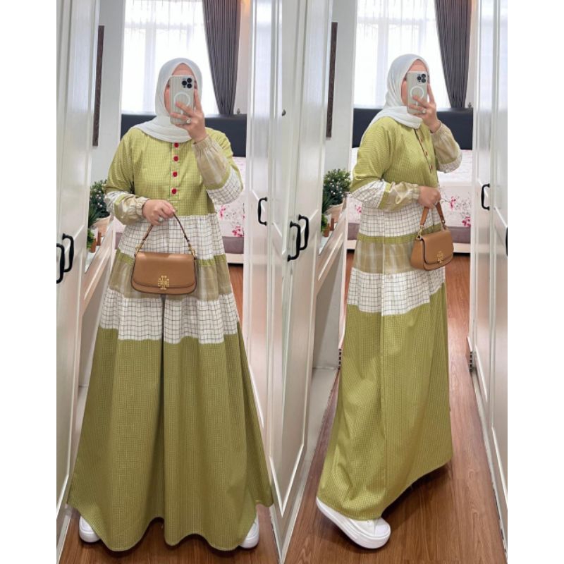 GAMIS SEMUT GAMIS LEBARAN 2025 GAMIS KATUN KOMBINASI SYAINA BY SEMUT ORIGINAL