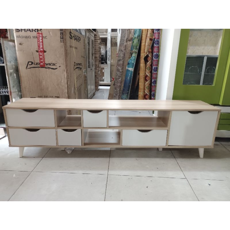 Bupet meja tv rak tv minimalis partisi laci banyak