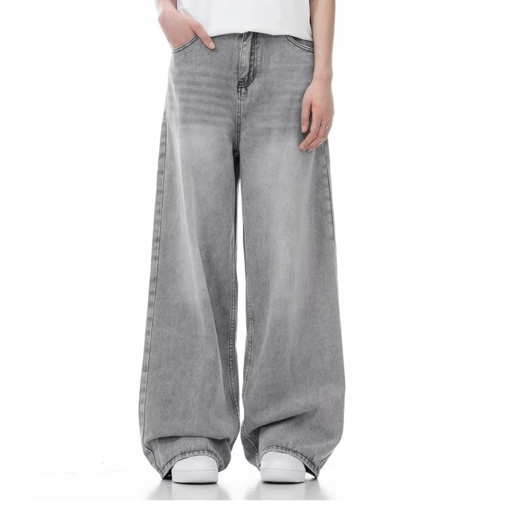 OVERSIZE  VINTAGE Celana Jeans Pria Baggy Standar Original Retro Abu Denim Cowok Jeans laki laki Dew