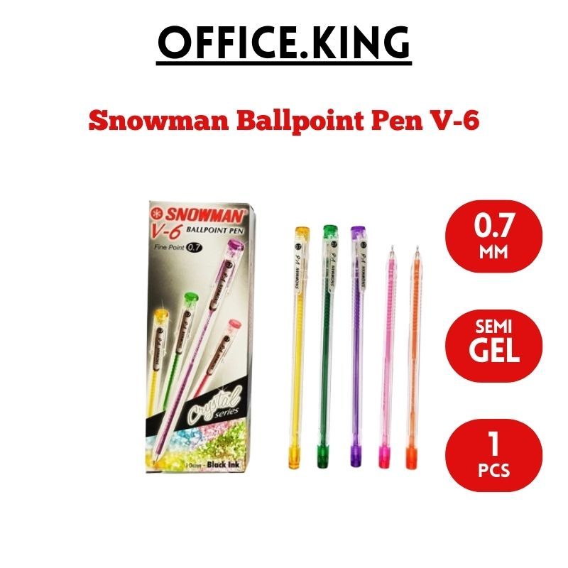 

SNOWMAN BALL PEN V6 PULPEN ALAT TULIS Ballpoint Ballpen Bolpen Pen Hitam Biru