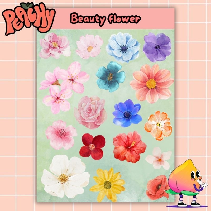 

Peachy SS - Beauty Flowers Sticker Sheet | sticker Waterproof | sticker vinyl | sticker deco | sticker tumbler | stiker anti air | sticker buku journal | sticker HP laptop | sticker murah | sticker band | sticker helm | sticker pack | sticker A6 aesthetic