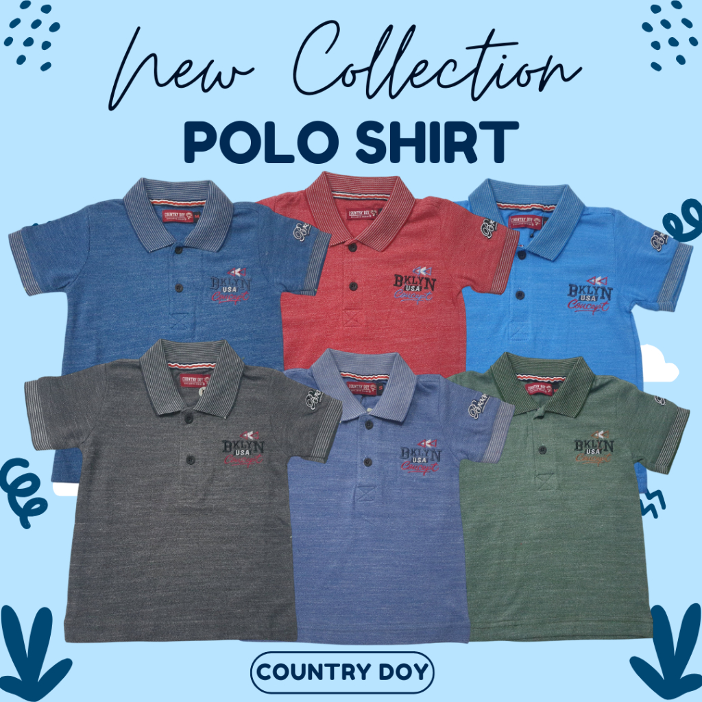 CountryDoy---Polo Shirt Boys Kaos Polo Kaos Kerah Katun sehari hari untuk Anak Laki Laki keren "Broo