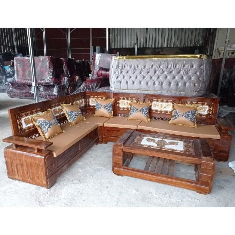 Kursi Jati Super L Sudut Jepara + Meja Jati (Kursi Ruang Tamu)