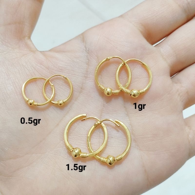 ANTING GIPSI 0.5 GRAM PERAK ASLI 925 LAPIS EMAS