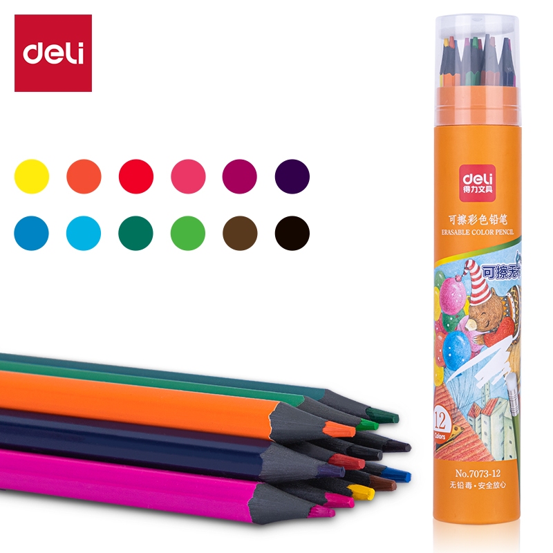 

Deli Erasable Colored Pencil / Pensil Warna dapat di hapus Warna Terang 7073