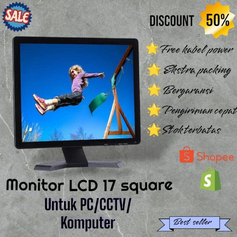 Monitor Lcd/Led 17 inch square (kotak) untuk cctv/pc/komputer murah