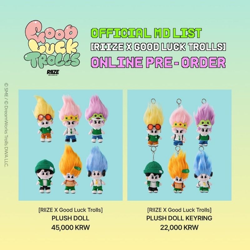 [PO] RIIZE X GOODLUCK TROLLS PLUSH TOY & PLUSH KEYRING / PLUSH TOY RIIZE / PLUSH KEYRING RIIZE