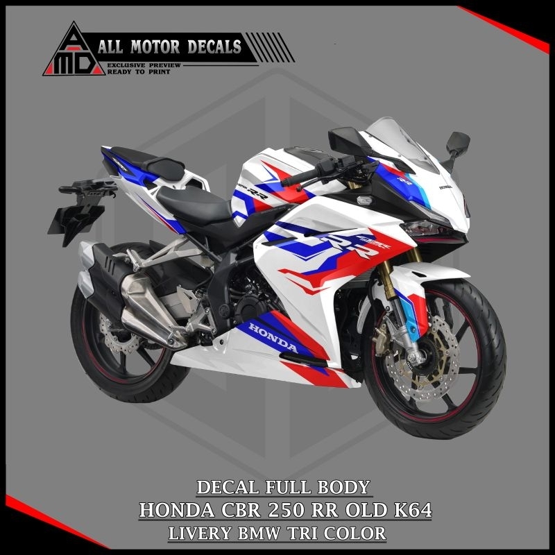 STIKER DECAL FULLBODY CBR 250RR OLD K64 LIVERY BMW TRI COLOR / STRIPING HONDA CBR250RR FULL BODY / S