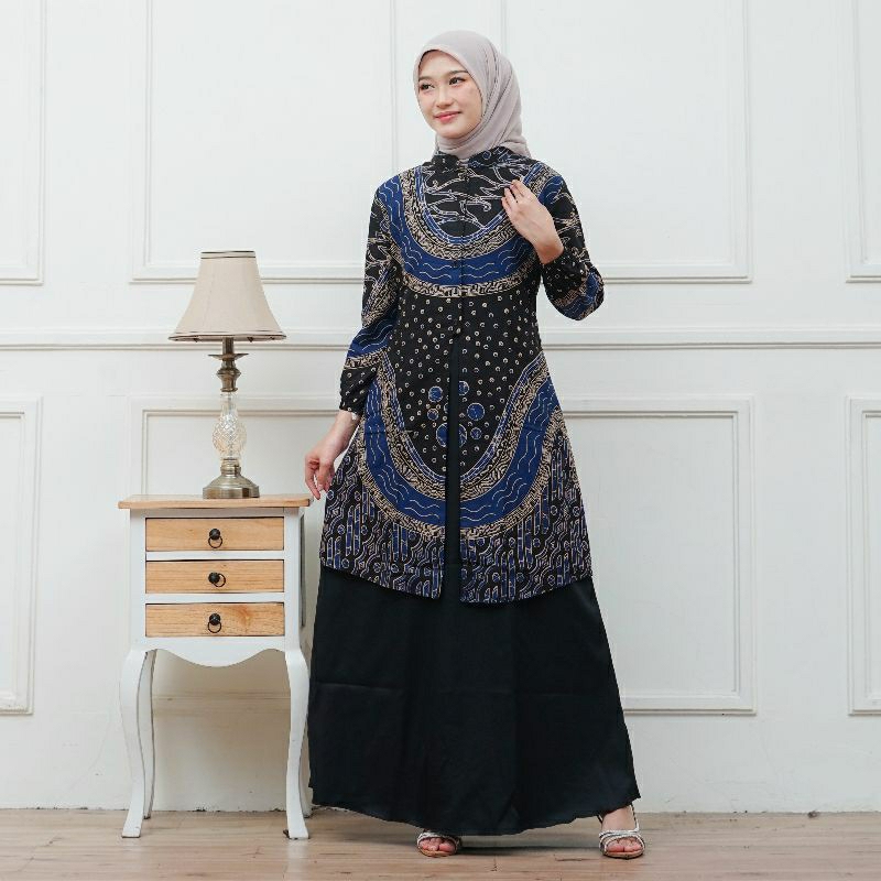 Gamis Batik terusan Gamis batik semi tunik gamis teebaru gamis lebaran sragam guru