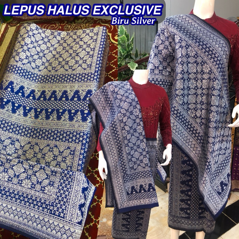 Songket Lepus Halus Exclusive warna Biru Silver  /songket tenun asli palembang /ilham songket palemb
